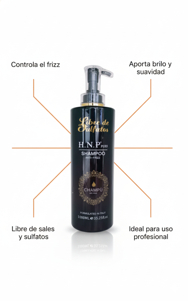 SHAMPOO ANTI FRIZZ DE LITRO HNP LIBRE DE SALES - Imagen 2