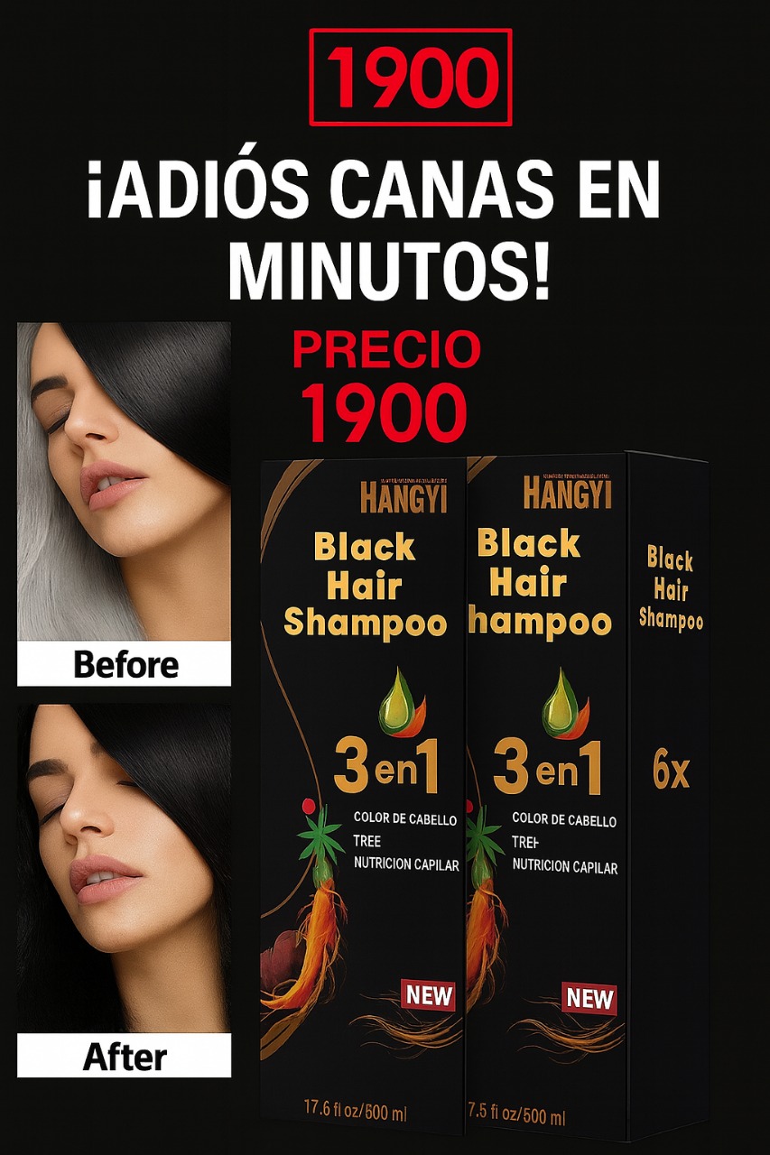 negro SHAMPOO CUBRE CANAS 3 EN 1 HANGYI NEGRO - Imagen 1