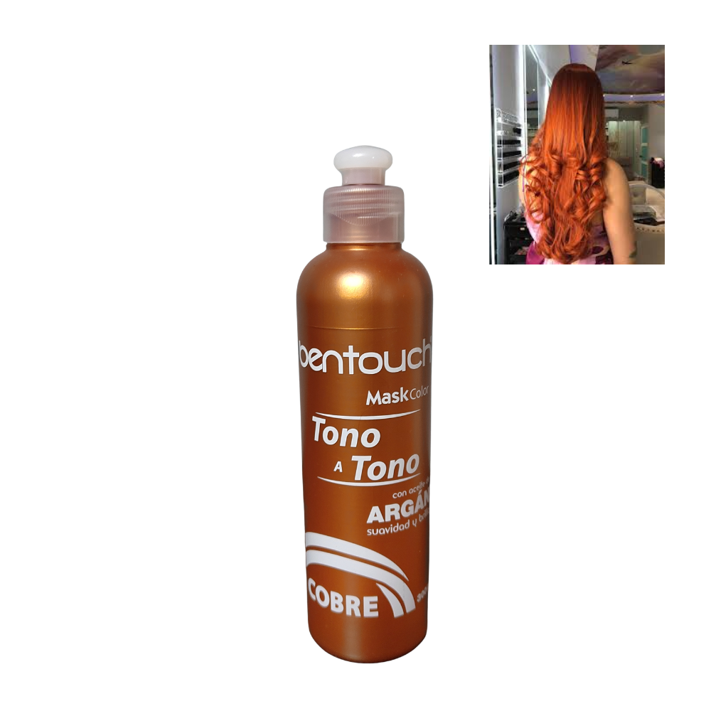 1012000166630 BENTOUCH TONO A TONO COBRE 300 ML Mascarilla matizadora tono a tono Bentouch Cobre 300ml con aceite de argán Luso Costa Rica