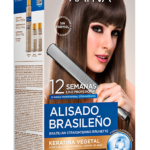Caja de Kit de Alisado Brasileño Kativa Brunette sin formol para cabello oscuro con keratina vegetal.