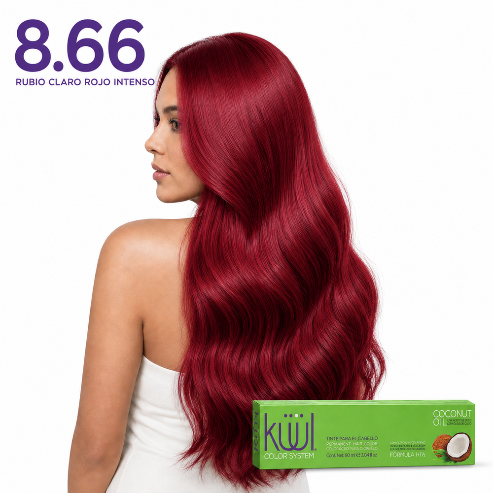 8-66-rubio-claro-rojo-intenso Küül Color System 8.66 – Rubio Claro Rojo Vivo 90 ml - Imagen 1