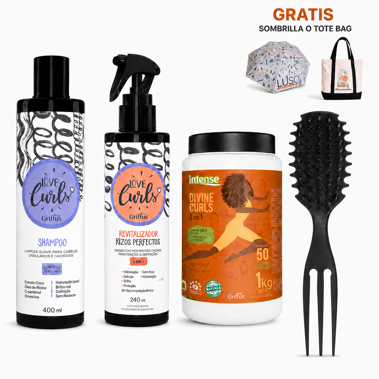 Kit de transición capilar para cabello GRIFFUS Kit de Transición Capilar Griffus Love Curls — Rizos Definidos + Regalía Gratis - Imagen 1